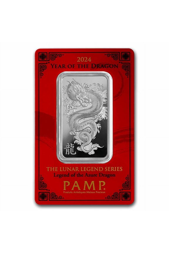 1 oz Silver Bar - PAMP Legend of the Azure Dragon