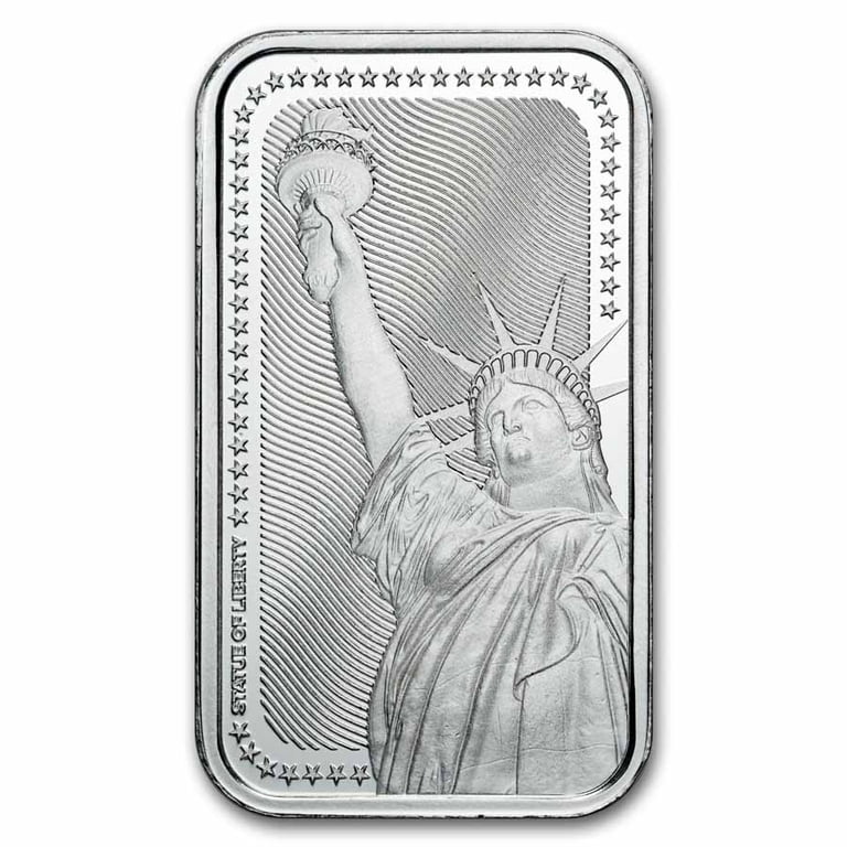 1 oz Pure .999 Fine Silver Bar - Iconic Statue of Liberty Design
