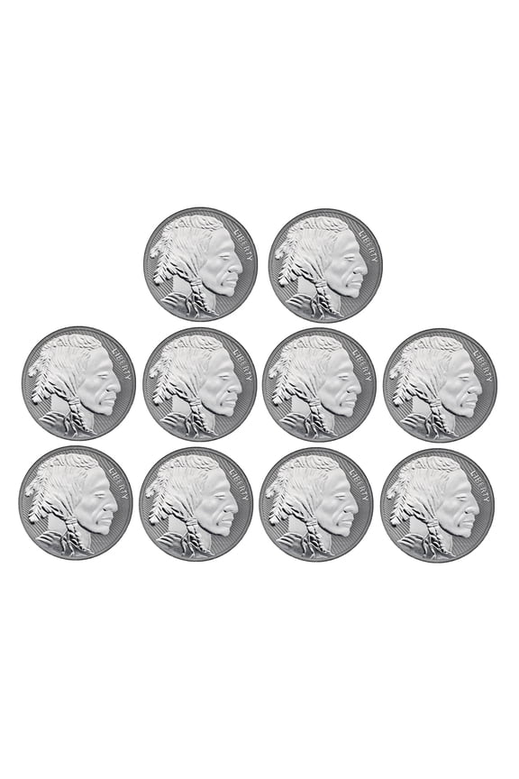 1 oz Silver Buffalo Round - Reverse Proof - Lot of 10