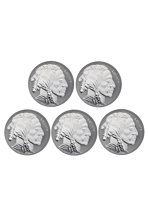 1 oz Silver Buffalo Round - Reverse Proof - Lot of 5