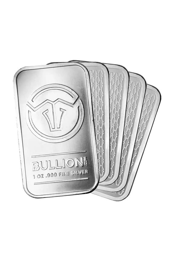 1 oz Silver Bull Logo Struck Bar - Lot of 5 - Walmart