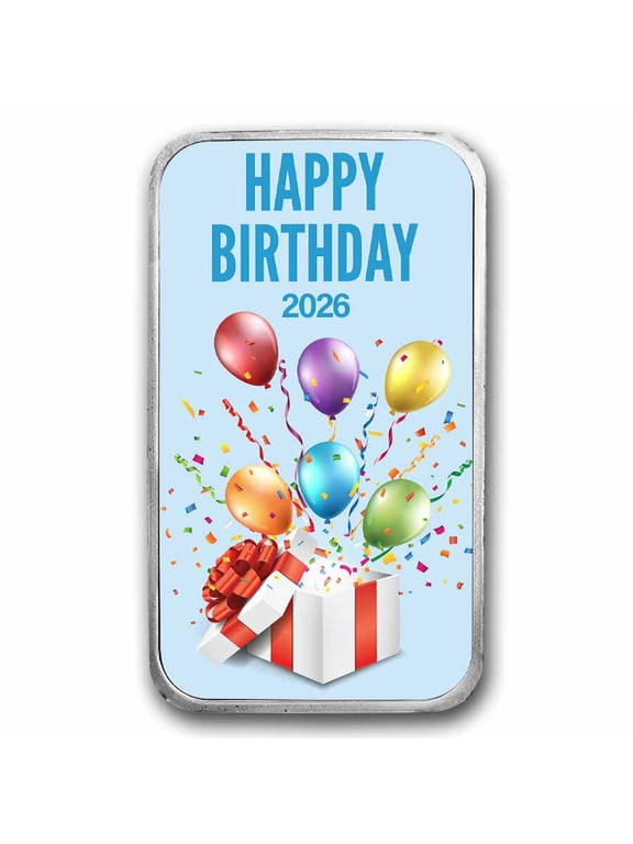 1 oz Silver Colorized Bar - APMEX (Happy Birthday 2026)