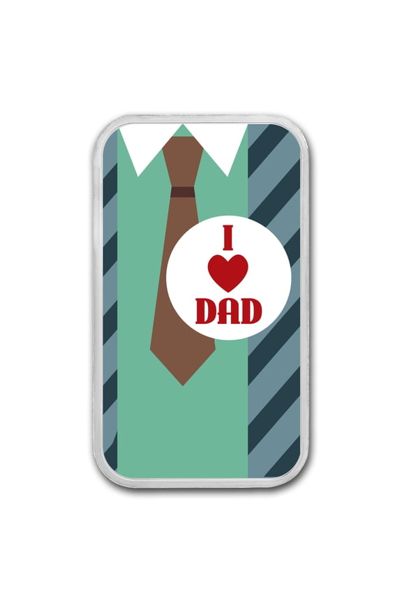 1 oz Silver Colorized Bar - APMEX (I Love Dad, Neck Tie)