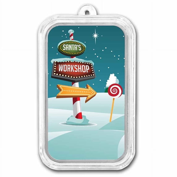 1 oz Silver Colorized Bar - APMEX (Santa's Workshop)
