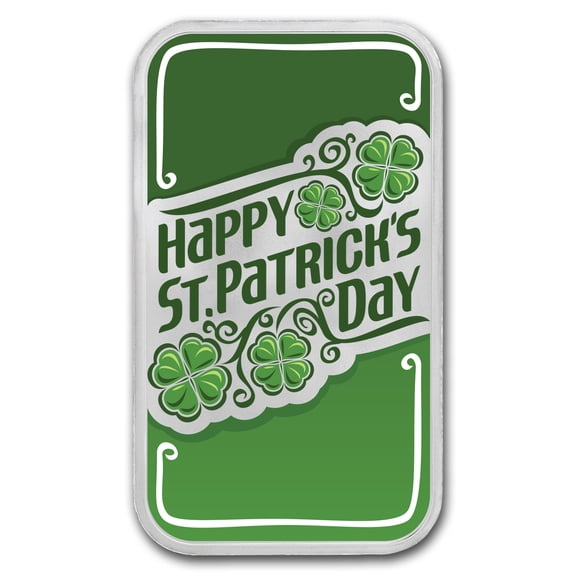 1 oz Silver Colorized Bar - APMEX (St. Patricks Day, Shamrocks)