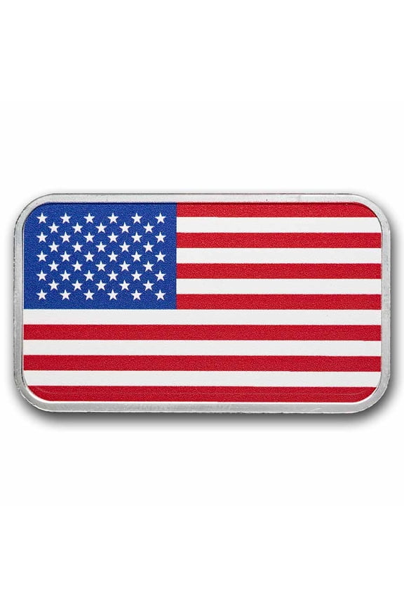 1 oz Silver Colorized Bar - American Flag