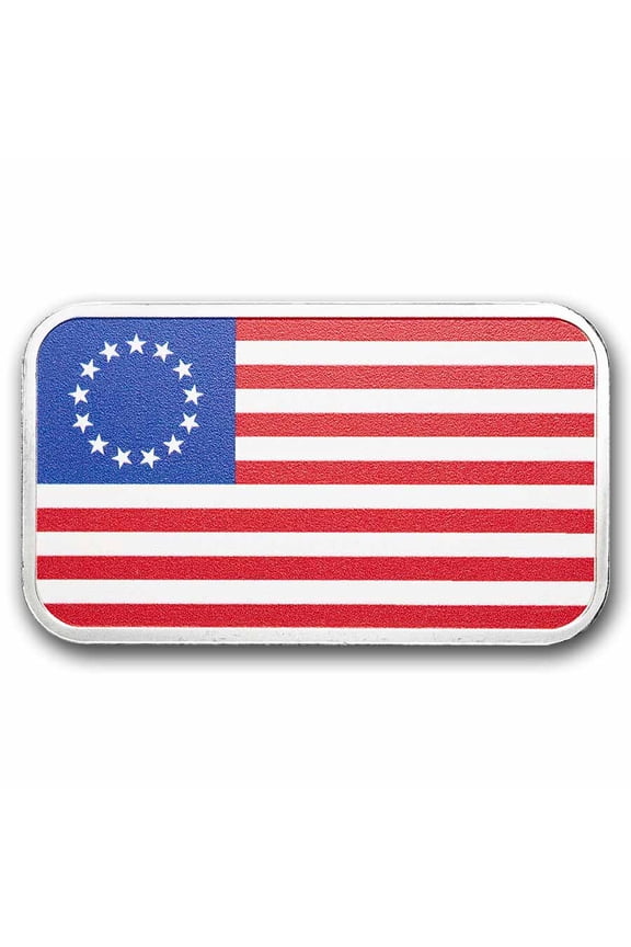 1 oz Silver Colorized Bar - Betsy Ross Flag