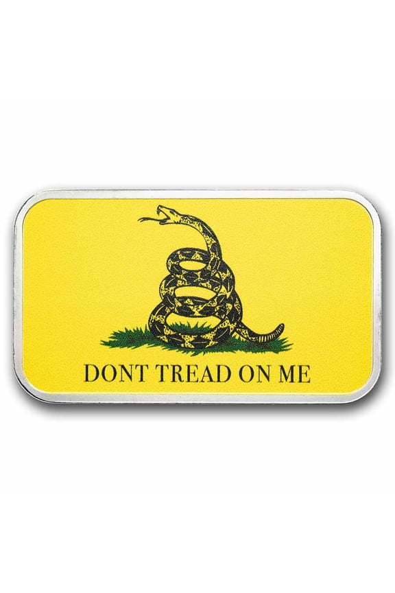 1 oz Silver Colorized Bar - "Don't Tread on Me" Gadsden Flag