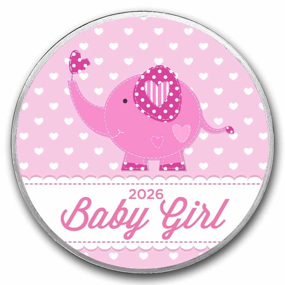 1 oz Silver Colorized Round - APMEX (2026 Baby Girl, Elephant)