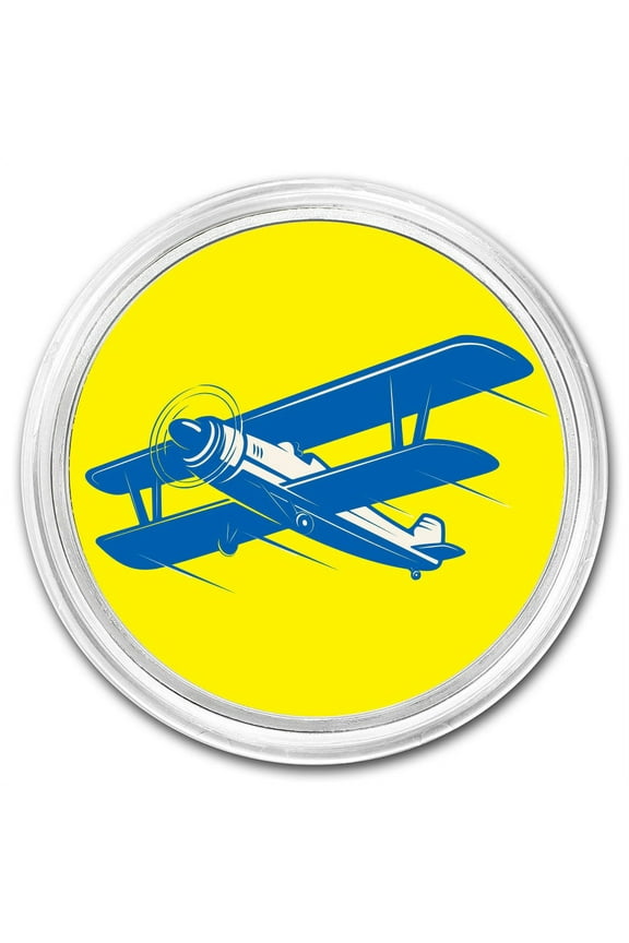 1 oz Silver Colorized Round - APMEX (Blue Biplane)