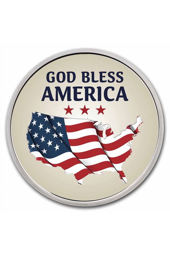 1 oz Silver Colorized Round - APMEX (God Bless America, Map)