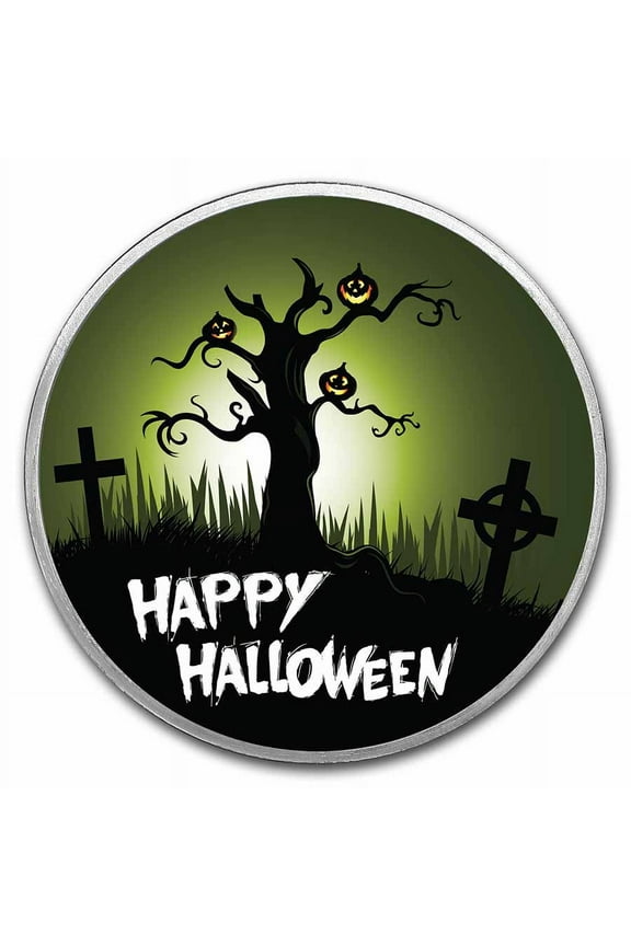 1 oz Silver Colorized Round - APMEX (Happy Halloween "Graveyard")