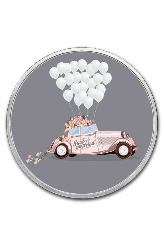 1 oz Silver Colorized Round - APMEX (Just Married, Honeymoon)