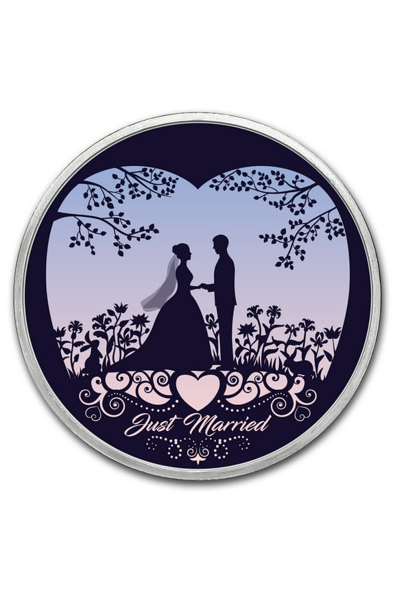 1 oz Silver Colorized Round - APMEX (Just Married - Silhouette)