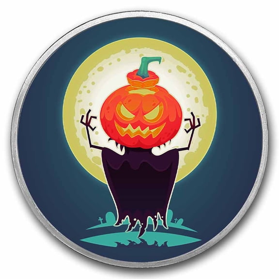 1 oz Silver Colorized Round - APMEX (Pumpkin Ghoul)