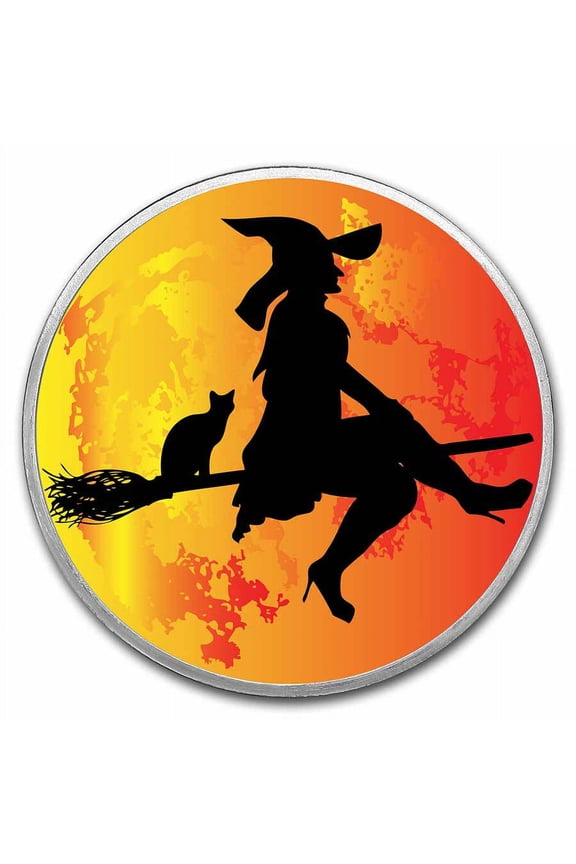 1 oz Silver Colorized Round - APMEX (Witch, Flying Over The Moon)
