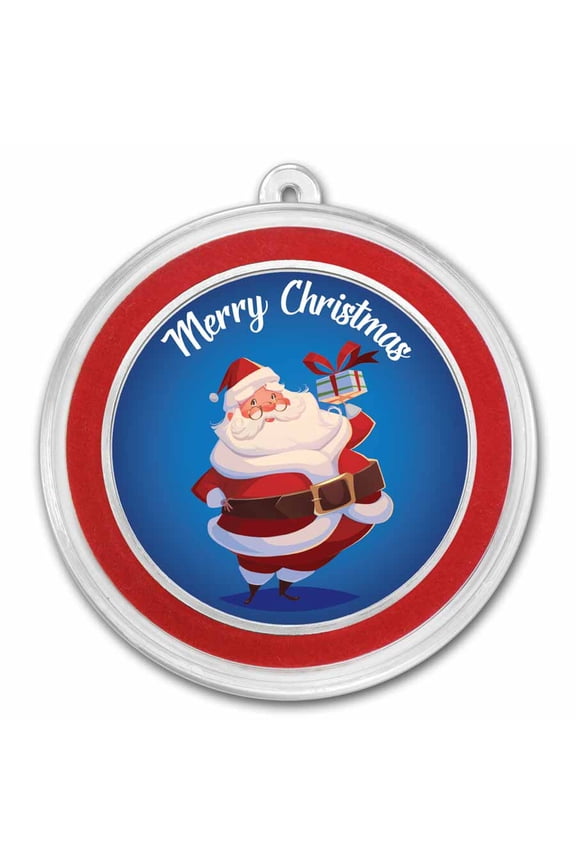 1 oz Silver Colorized Round - Blue Merry Christmas Santa