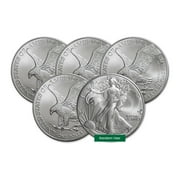 1 oz Silver Eagle Coin BU - Random Year - 5 Coins Total