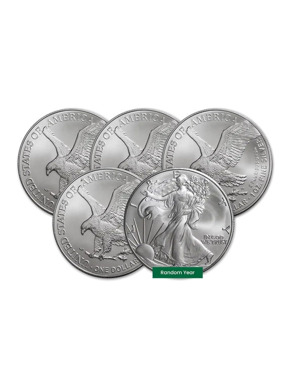 1 oz Silver Eagle Coin BU - Random Year - 5 Coins Total