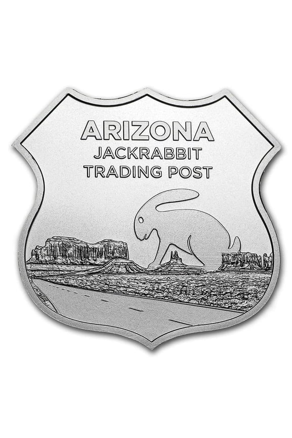 1 oz Silver - Icons of Route 66 Shield (Jack Rabbit Trading Post)