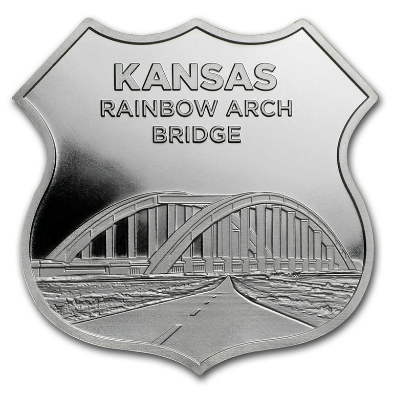 1 oz Fine Silver 999 - Iconic Route 66 Kansas Rainbow Bridge
