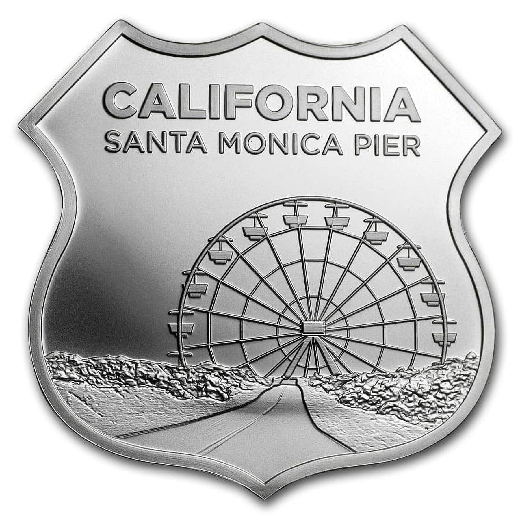 1 oz Silver - Icons of Route 66 Shield (Santa Monica Pier