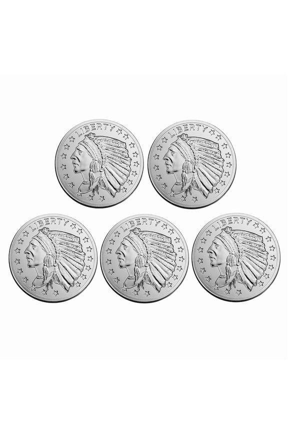 1 oz Silver Incuse Indian Round - Lot of 5 Rounds