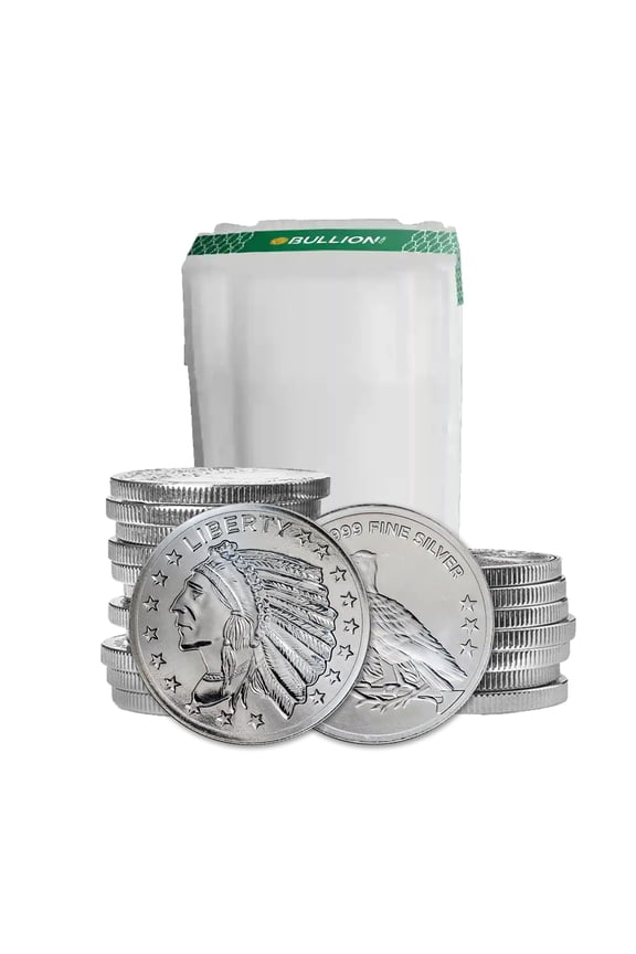 1 oz Silver Incuse Indian Round - Tube of 20 Rounds
