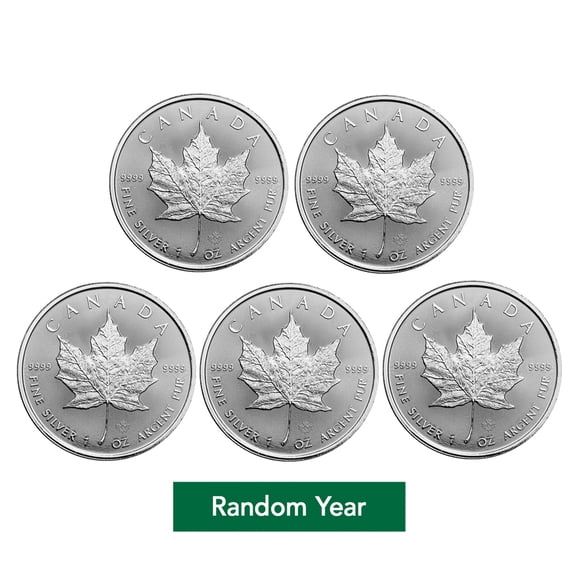 1 oz Silver Maple Leaf Coin - Random Year (Lot of 5)