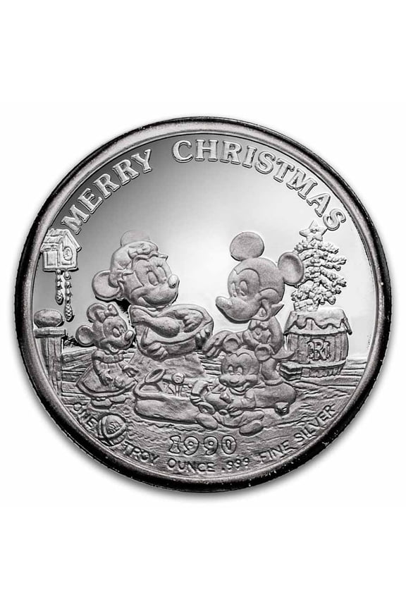 1 oz Silver Round - 1990 Mickey's Holiday Treasures (Rarities)