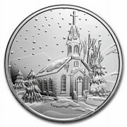 Collectible 1 oz Silver Round - Church Scene "Christmas Begins With Christ"