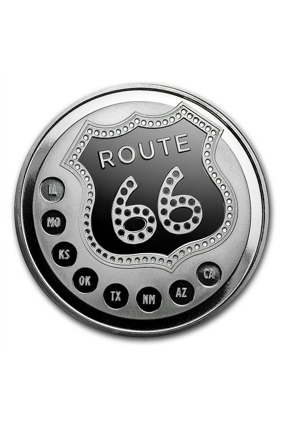 1 oz Silver Round - Get Your Kicks on Route 66