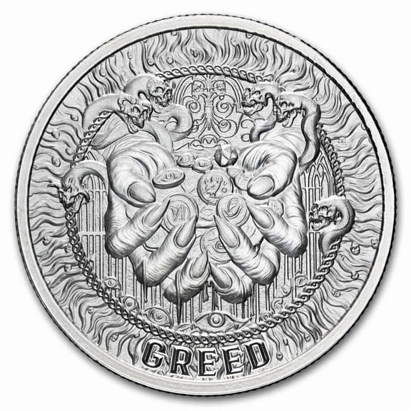 1 oz Silver Round - Greed (Seven Deadly Sins)