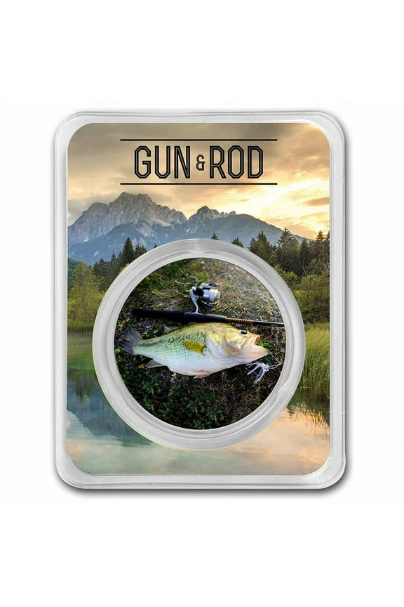 1 oz Silver Round - Gun & Rod (Bass) Colorized w/ TEP