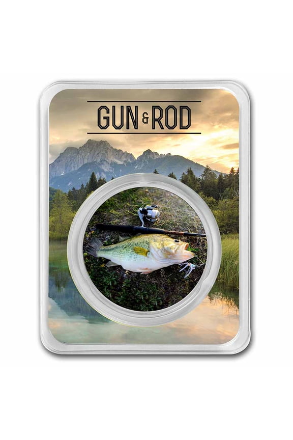 1 oz Silver Round - Gun & Rod (Bass) Colorized w/ TEP