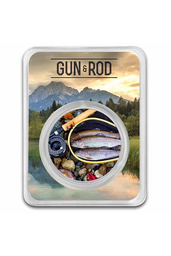 1 oz Silver Round - Gun & Rod (Trout) Colorized w/ TEP