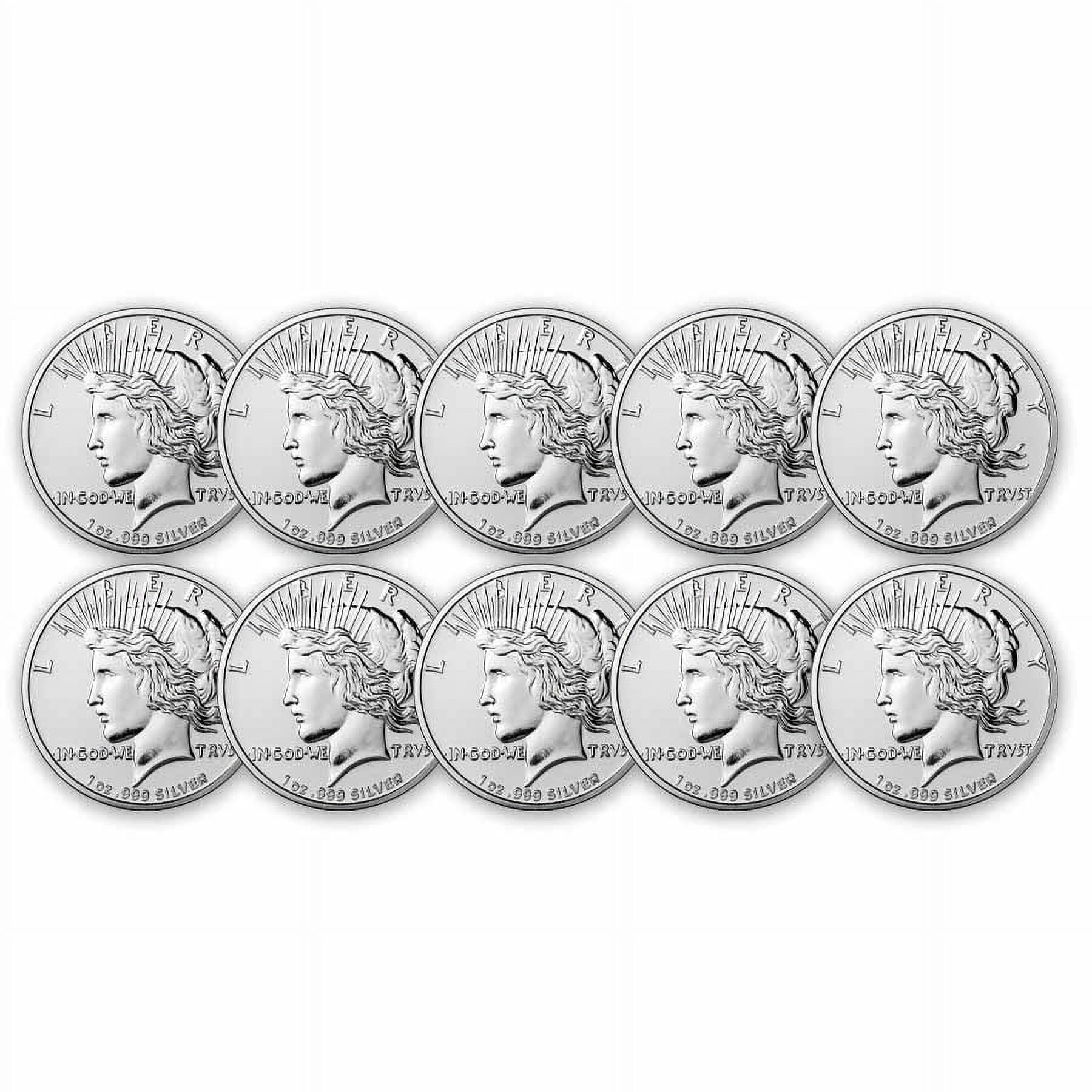 9FINE MINT 1 oz Silver Round - Peace Dollar (Lot of 10)