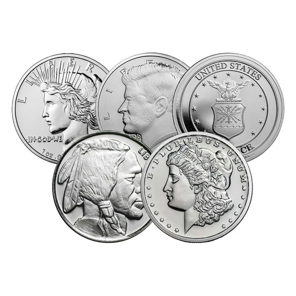 1 oz Silver Round - Random Design - Lot of 5