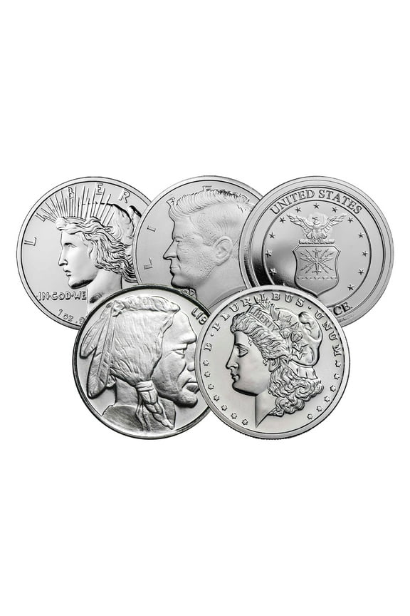 1 oz Silver Round - Random Design - Lot of 5