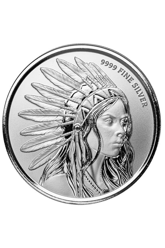 1 oz Silver Round - Silver Buffalo Girl .999 Silver Bullion Round by Scottsdale Mint
