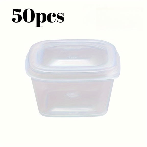 1 oz Square Containers with Hinged Lids, Disposable Dipping Sauce Cups Small Plastic Condiment Cup, Leak Proof Square Sauce Container For Food Samples, Salad Dressing