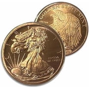 1 oz Walking Liberty .999 Fine Copper Golden State Mint Round display capsule
