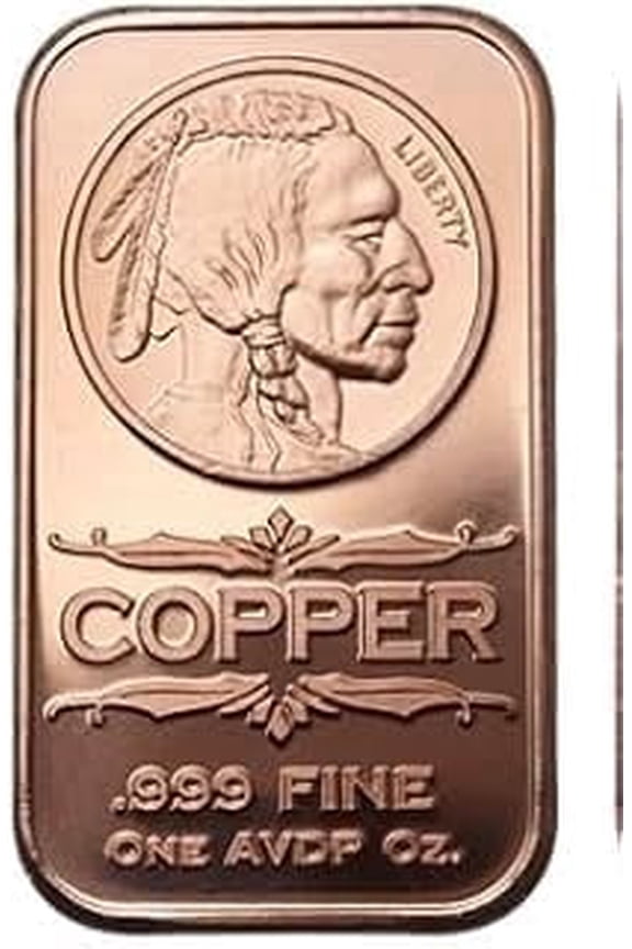 1 oz copper bar Indian Head/wings coin