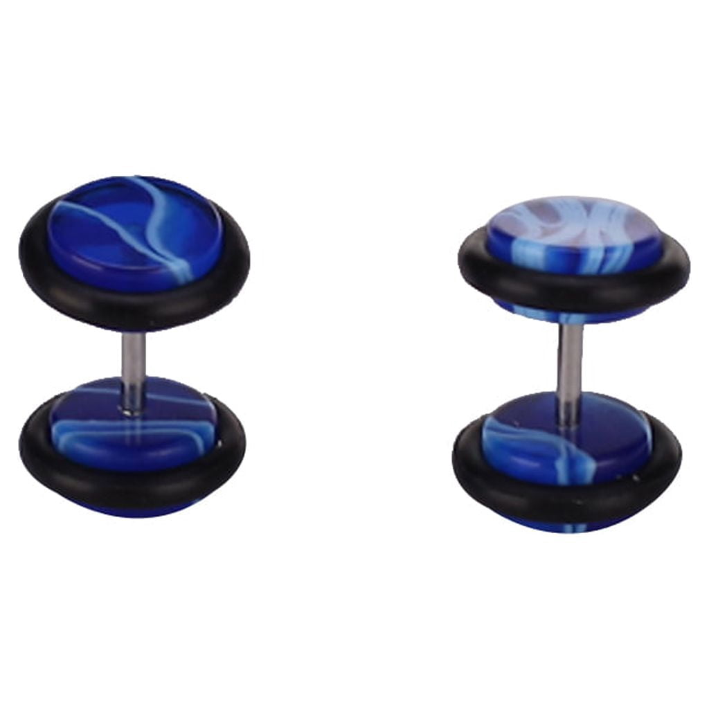 JewelryWe Stainless Steel Fake Ear Plugs Illusion of 8mm Cheater Stretcher Black (with Gift Bag) : JewelryWe