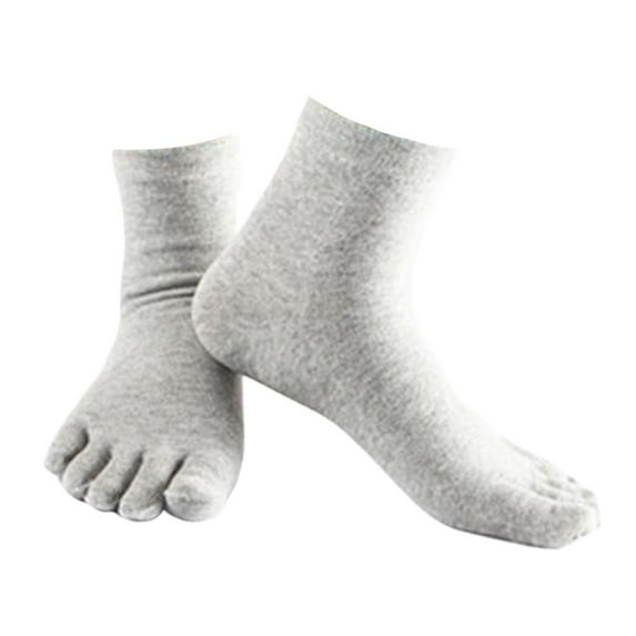 1 paar Finger Toe Socks Cotton High Crew Socks Solid Socks Hosiery Grey