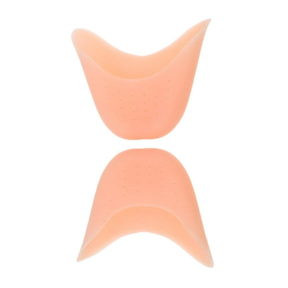 1 paar Silic Toe Cover Big Toe Caps Protection Ballet Pointe Cushion for Ball of Foot - Beige with hole, as described