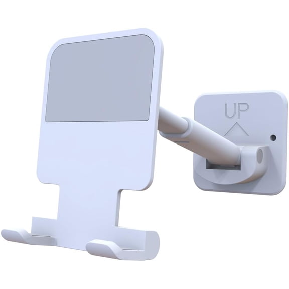 (1 pac) Wall Mount Phone Holder,Extendable Adjustable Cellphone Stand for Desk Mirror Bathroom Bedroom Kitchen Office,Compatible with iPhone Or Other Smartphones&Tablets (White)