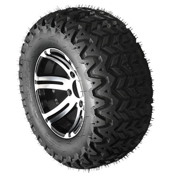 1 pack 23x10.50-12 23x10.5-12 Golf Cart ATV Tire with Aluminum Rim,6PR 23x10.5x12 12inch Wheel, 4x 110mm Bolt Pattern for UTV ATV Quad Buggy Go Kart Lawn Mower Utility Vehicle Off Road
