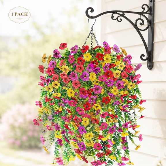 1 pack 29.5 Inch Fake Hanging Plants Artificial Silk Hanging Flowers for Outdoor Balcony, Patio, Spring Porch Decor
