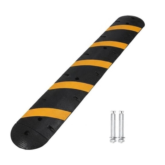 1-pack 6FT Heavy-Duty Rubber Speed Bump with Cable Channels – 22,000 lb Capacity, Modular & Portable